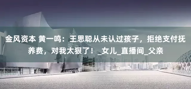 金风资本 黄一鸣：王思聪从未认过孩子，拒绝支付抚养费，对我太狠了！_女儿_直播间_父亲